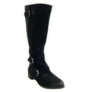Full Grain Leather UGG Cydnee Tall Two Toned Boots Black 7